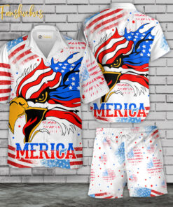 Eagle Hawaiian Shirt Set | U.S Army Hawaiian Style | Unisex Hawaiian Set | Patriot Hawaiian Style