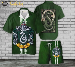 Slytherin House Hawaiian Shirt Set | Harry Potter Hawaiian Style | Unisex Hawaiian Set |Hogwarts Movie Hawaiian Style