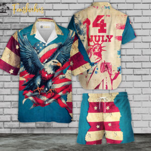 Eagle Hawaiian Shirt Set | U.S Army Hawaiian Style | Unisex Hawaiian Set | Patriot Hawaiian Style