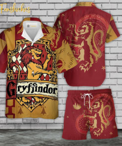 Gryffindor House Hawaiian Shirt Set | Harry Potter Hawaiian Style | Unisex Hawaiian Set |Hogwarts Movie Hawaiian Style