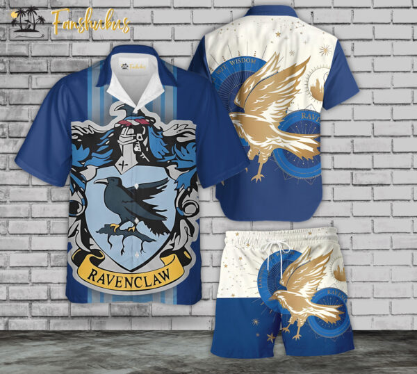 Ravenclaw House Hawaiian Shirt Set | Harry Potter Hawaiian Style | Unisex Hawaiian Set |Hogwarts Movie Hawaiian Style