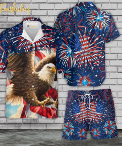 Eagle Hawaiian Shirt Set | Veteran Hawaiian Style | Unisex Hawaiian Set | Patriot Hawaiian Style