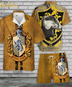 Hufflepuff House Hawaiian Shirt Set | Harry Potter Hawaiian Style | Unisex Hawaiian Set |Hogwarts Movie Hawaiian Style