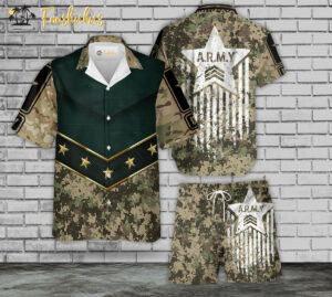 US Army Hawaiian Shirt Set | Camo Pattern Hawaiian Style | Unisex Hawaiian Set | ARMY Hawaiian Style