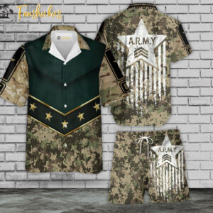 US Army Hawaiian Shirt Set | Camo Pattern Hawaiian Style | Unisex Hawaiian Set | ARMY Hawaiian Style