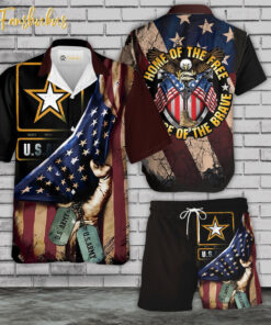 USA Army Flag Hawaiian Shirt Set | USA Flag Hawaiian Style | Unisex Hawaiian Set | Independence Day Hawaiian Style