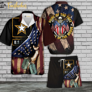 USA Army Flag Hawaiian Shirt Set | USA Flag Hawaiian Style | Unisex Hawaiian Set | Independence Day Hawaiian Style