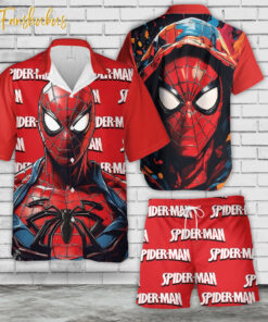 Spiderman Hawaiian Shirt Set | Avengers Hawaiian Style | Unisex Hawaiian Set | Movie Hawaiian Style