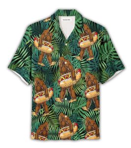 Bigfoot Aloha Shirt Bigfoot Hot Dog Hawaiian Shirt Adult Print