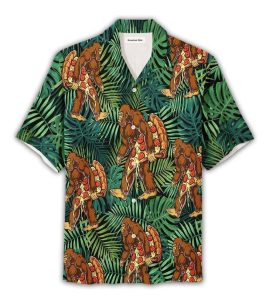 Bigfoot Hawaii Shirt Bigfoot Holding Pizza Hawaiian Aloha Shirt Adult