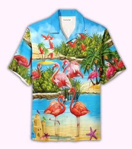 Gifury Flamingo Beach Hawaii Shirt Flamingo On The Beach Hawaiian Shirt Flamingo Aloha Shirt