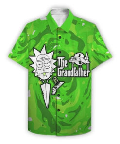 Rick and Morty Hawaii Shirt The Grandfather Rick And Morty Aloha Shirt Green Unisex Adults New Release