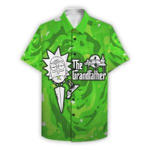 Rick and Morty Hawaii Shirt The Grandfather Rick And Morty Aloha Shirt Green Unisex Adults New Release