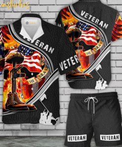 Veteran Hawaiian Shirt Set | U.S Army Hawaiian Style | Unisex Hawaiian Set | Patriot Hawaiian Style