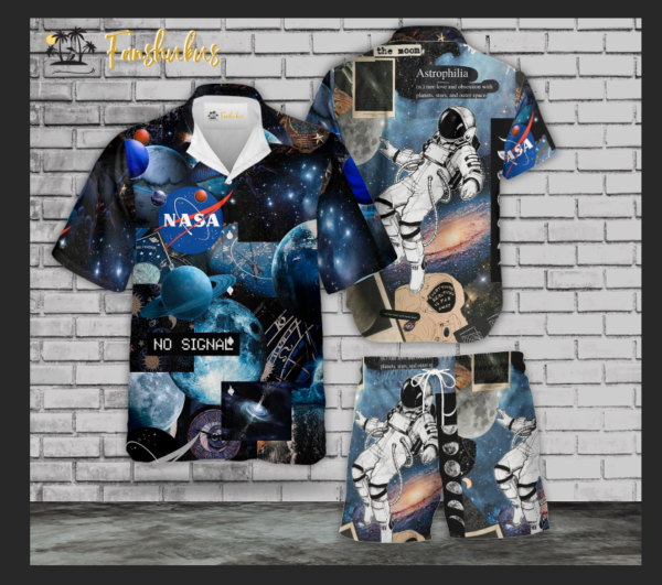 Vintage NASA Shirt Set | Space Hawaiian Style | Unisex Hawaiian Set | Hawaiian Style