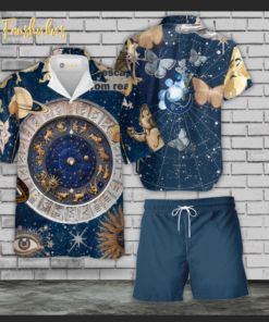 Astrology Shirt Set | Space Hawaiian Style | Unisex Hawaiian Set | Hawaiian Style