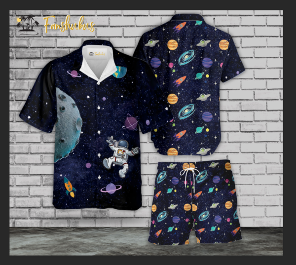 Galaxy Shirt Set | Space Hawaiian Style | Unisex Hawaiian Set | Hawaiian Style