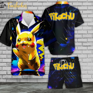 Pikachu Hawaiian Shirt Set | Pokémon Hawaiian Style | Unisex Hawaiian Set | Janpanese Anime Hawaiian Style