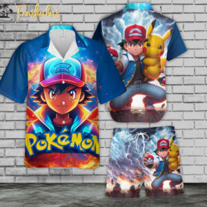 Pokémon Hawaiian Shirt Set | Pokémon Hawaiian Style | Unisex Hawaiian Set | Janpanese Anime Hawaiian Style