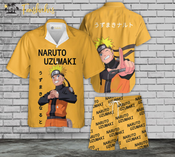 Naruto Uzumaki Hawaiian Shirt Set | Anime Hawaiian Style | Unisex Hawaiian Set | Naruto Anime Hawaiian Style