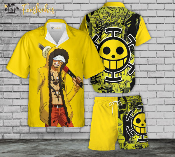 Trafalgar D. Water Law One Piece Anime Hawaiian Shirt Set _ Straw Hat Pirates Hawaiian Style _ Unisex Hawaiian Set _ Anime Hawaiian Style