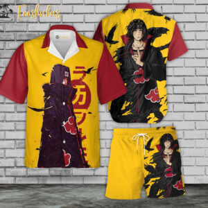 Uchiha Itachi Hawaiian Shirt Set _ Naruto Hawaiian Style _ Unisex Hawaiian Set _ Naruto Anime Hawaiian Style