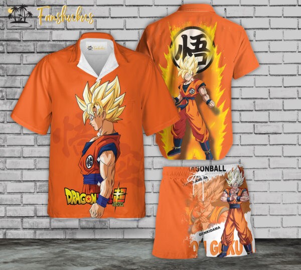 Son Goku Hawaiian Shirt Set | Anime Hawaiian Style | Unisex Hawaiian Set | Dragon Ball Anime Hawaiian Style