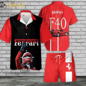 Ferrari Hawaiian Shirt Set | Formula 1 Hawaiian Style | Unisex Hawaiian Set | Racing Hawaiian Style
