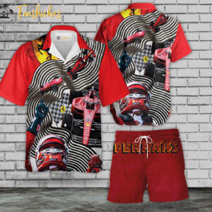 F1 Racing Hawaiian Shirt Set | Formula 1 Hawaiian Style | Unisex Hawaiian Set | Racing Hawaiian Style