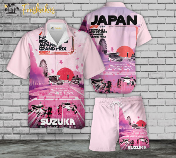 Japan Grand Prix 2024 Hawaiian Shirt Set | Formula 1 Hawaiian Style | Unisex Hawaiian Set | Racing Hawaiian Style