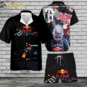 Red Bull Hawaiian Shirt Set | Formula 1 Hawaiian Style | Unisex Hawaiian Set | Racing Hawaiian Style