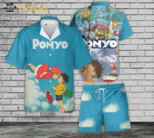 Ponyo Hawaiian Shirt Set | Japanese Anime Hawaiian Style | Unisex Hawaiian Set | Ponyo Ghibli Hawaiian Style