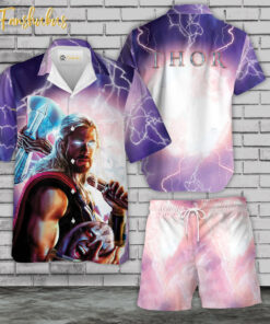 Thor Hawaiian Shirt Set | Avengers Hawaiian Style | Unisex Hawaiian Set | Movie Hawaiian Style