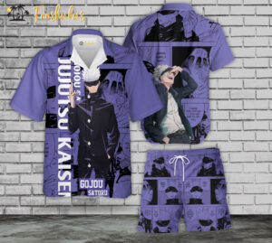 Gojo Satoru Hawaiian Shirt Set | Anime Hawaiian | Unisex Hawaiian Set | Jujutsu Kaisen Anime Hawaiian Style