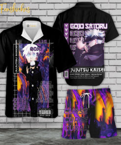 Gojo Satoru Hawaiian Shirt Set | Anime Hawaiian | Unisex Hawaiian Set | Jujutsu Kaisen Anime Hawaiian Style