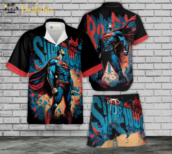Superman Hawaiian Shirt Set | DC Universe Hawaiian | Unisex Hawaiian Set | DC Comics Hawaiian Style