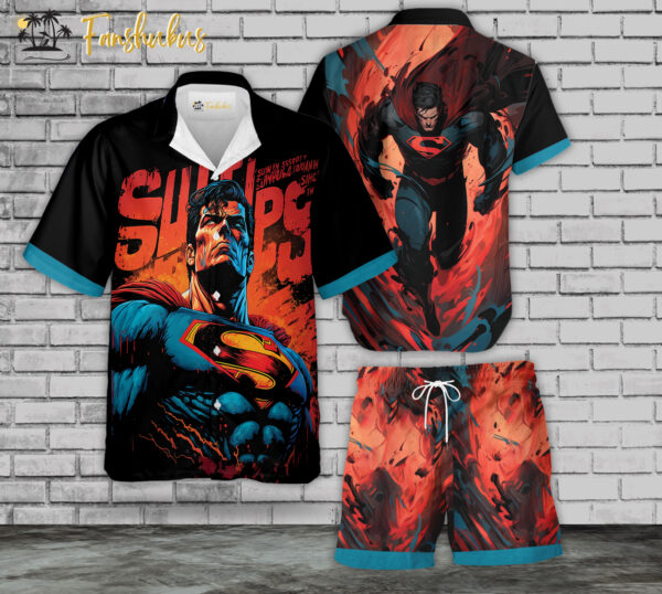Superman Hawaiian Shirt Set | DC Universe Hawaiian | Unisex Hawaiian Set | DC Comics Hawaiian Style
