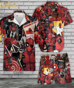 Deadpool Hawaiian Shirt Set | DC Universe Hawaiian | Unisex Hawaiian Set | DC Comics Hawaiian Style