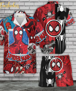 Spider Man Hawaiian Shirt Set | Marvel Studio Hawaiian | Unisex Hawaiian Set | Marvel Hawaiian Style