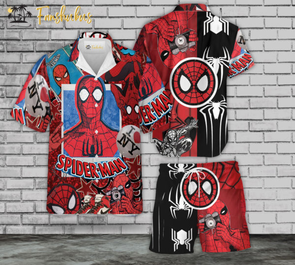 Spider Man Hawaiian Shirt Set | Marvel Studio Hawaiian | Unisex Hawaiian Set | Marvel Hawaiian Style