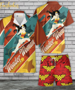 Wonder Woman Hawaiian Shirt Set | DC Universe Hawaiian | Unisex Hawaiian Set | DC Comics Hawaiian Style