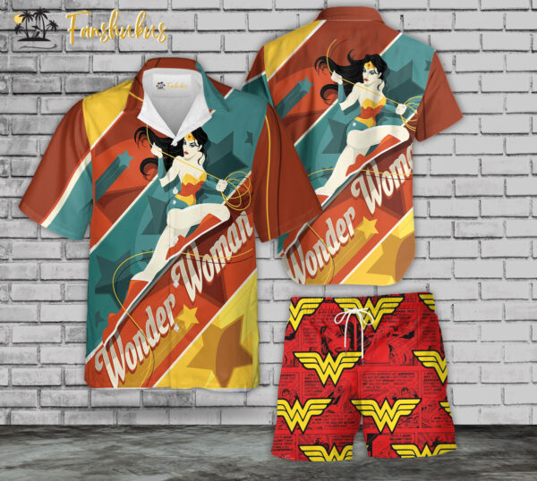 Wonder Woman Hawaiian Shirt Set | DC Universe Hawaiian | Unisex Hawaiian Set | DC Comics Hawaiian Style