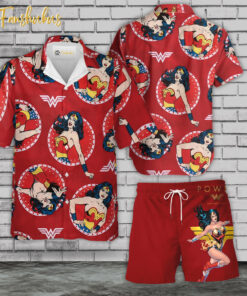 Wonder Woman Hawaiian Shirt Set | DC Universe Hawaiian | Unisex Hawaiian Set | DC Comics Hawaiian Style