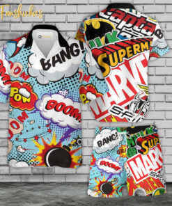 DC Movies Hawaiian Shirt Set | DC Universe Hawaiian | Unisex Hawaiian Set | DC Comics Hawaiian Style