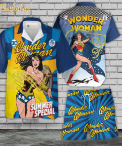 Wonder Woman Hawaiian Shirt Set | DC Universe Hawaiian | Unisex Hawaiian Set | DC Comics Hawaiian Style