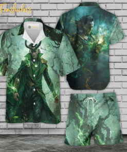 Loki Hawaiian Shirt Set | Marvel Comics Universe Hawaiian | Unisex Hawaiian Set | Marvel Loki Hawaiian Style