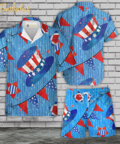 USA Flag Day Hawaiian Shirt Set | 4th Of July Hawaiian Shirt | Unisex Hawaiian Set | Independence Day Hawaiian Style