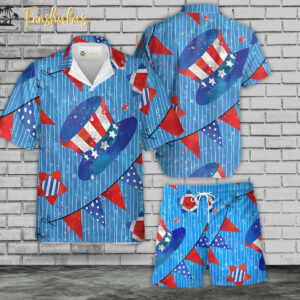 USA Flag Day Hawaiian Shirt Set | 4th Of July Hawaiian Shirt | Unisex Hawaiian Set | Independence Day Hawaiian Style