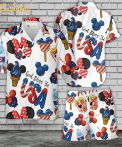 USA Flag Day Cartoon Character Hawaiian Shirt Set | 4th Of July Hawaiian Shirt | Unisex Hawaiian Set | Independence Day Hawaiian Style