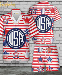 USA Flag Day Hawaiian Shirt Set | 4th Of July Hawaiian Shirt | Unisex Hawaiian Set | Independence Day Hawaiian Style